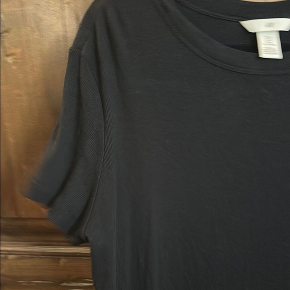 H&M Black ribbed Sheath Midi Dress Crew Neck Short Sleeve - Picture 3 of 4